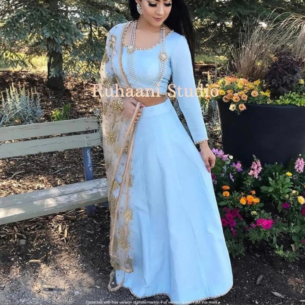 Powder Blue Lengha for Indian Wedding